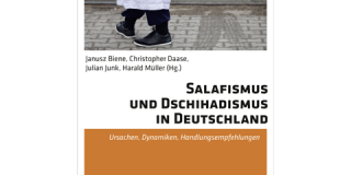 Titelseite des Buches "Salafismus und Dschihadismus in Deutschland" herausgegeben von Janusz Biene, Christopher Daase, Julian Junk und Harald Müller.