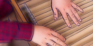 Illustration zweier Hände, die ein Hängearchiv durchsuchen