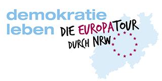 Logo des Projekts "Demokratie-Tour" der Landeszentrale für politische Bildung NRW. 